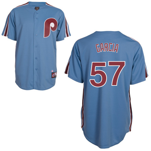 Luis Garcia #57 Youth Baseball Jersey-Philadelphia Phillies Authentic Road Cooperstown Blue MLB Jersey